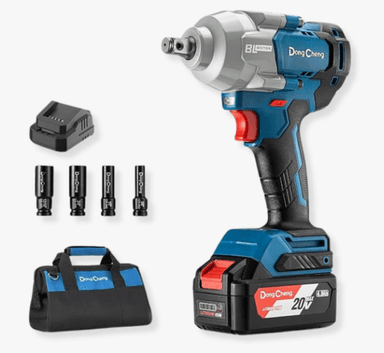 Llave de impacto Dong Cheng sin escobillas de 20 V, 515 pies-libras, pistola de 1/2 pulgada con bolsa de herramientas