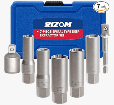 Juego RIZOM de 7 extractores de tuercas profundos tipo espiral