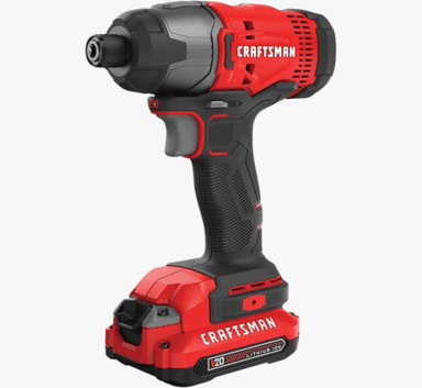 CRAFTSMAN Atornillador de Impacto 20V, 1/4 pulgada, 2,800 RPM, luz LED, batería y cargador Incluidos (CMCF800C1)